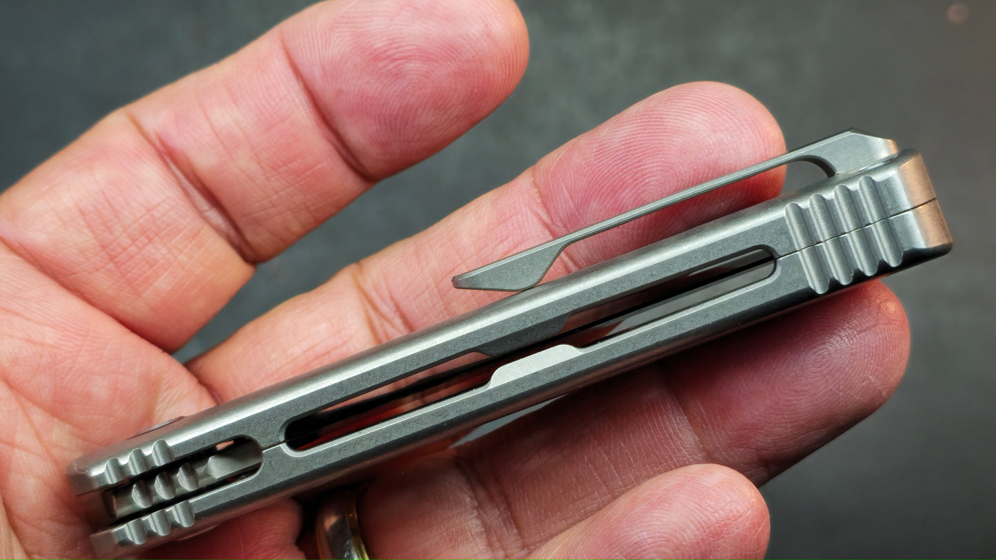 Kizer Feist 2 X Folding Knife Silver Titanium Handle M390 Hawkbill