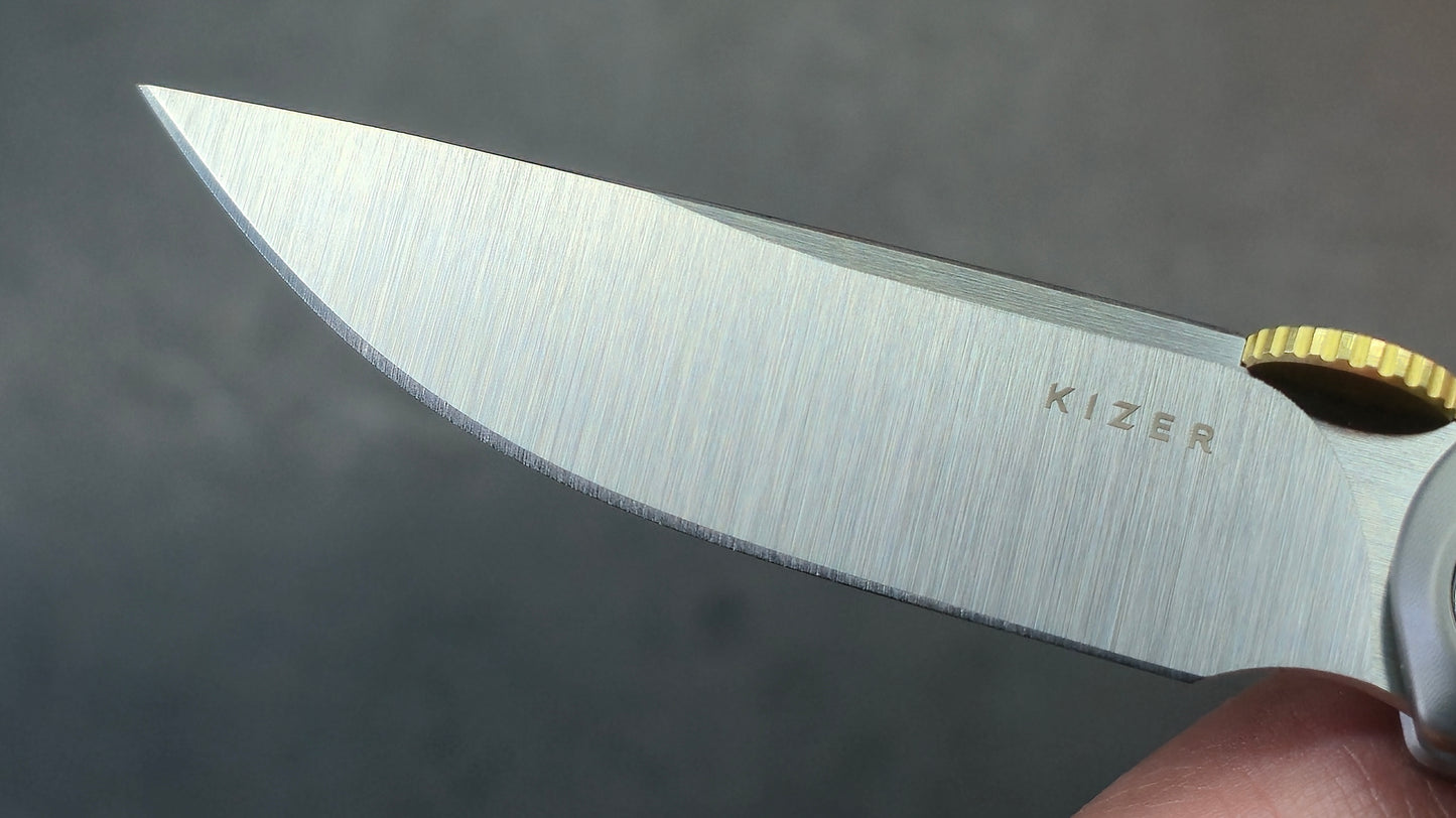 Kizer Quoll Folding Knife Titanium/Damascus Handle S45VN Blade