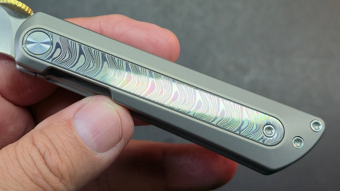 Kizer Quoll Folding Knife Titanium/Damascus Handle S45VN Blade