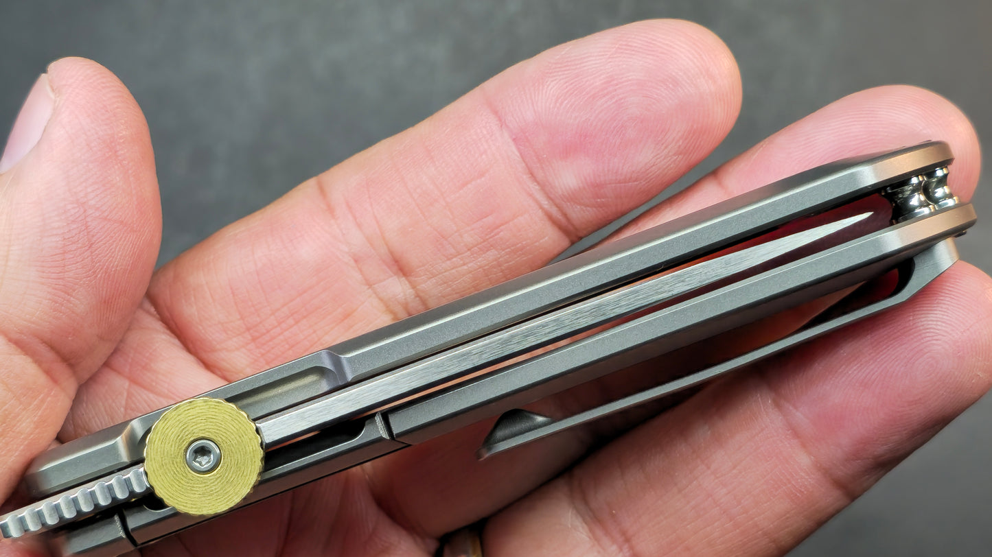 Kizer Quoll Folding Knife Titanium/Damascus Handle S45VN Blade