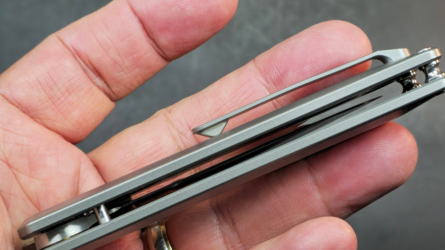 Kizer Quoll Folding Knife Titanium/Damascus Handle S45VN Blade