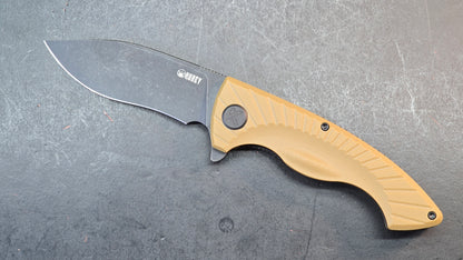 Kubey Timberwolf Folding Knife Tan G10 Handle 14C28N