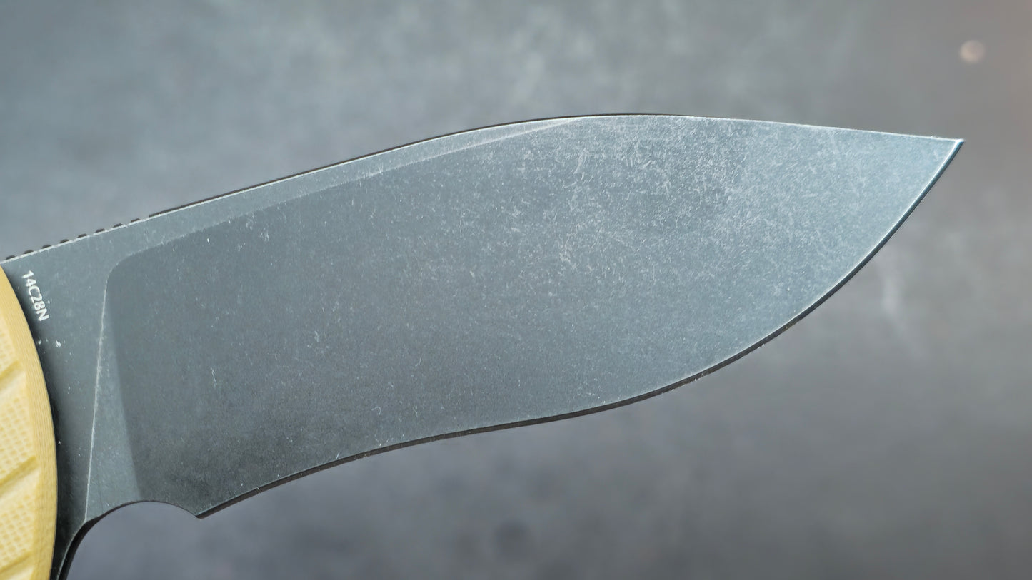 Kubey Timberwolf Folding Knife Tan G10 Handle 14C28N