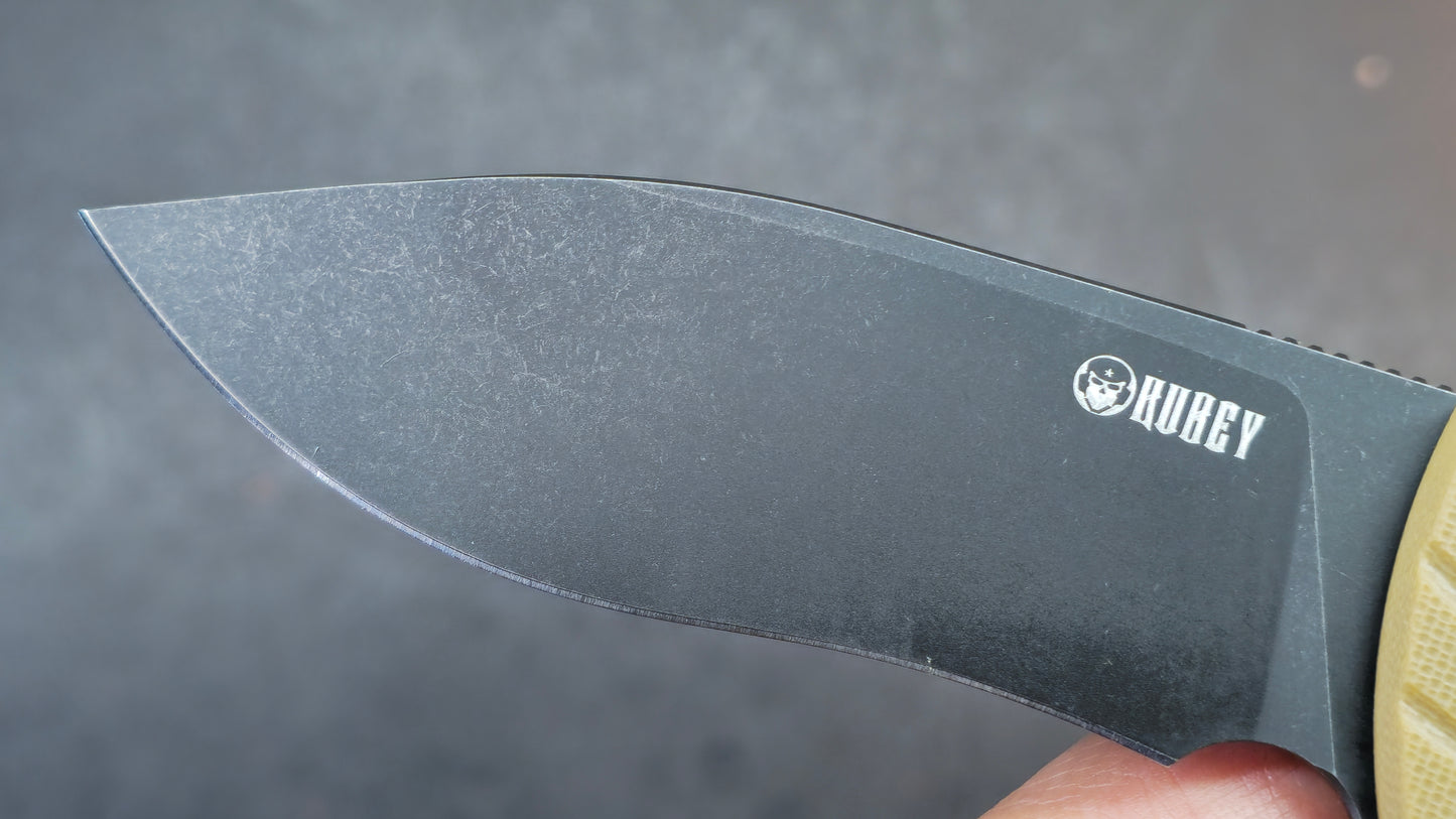 Kubey Timberwolf Folding Knife Tan G10 Handle 14C28N