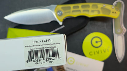 Civivi Praxis Folding Knife Polished Ultem Folding Knife 9Cr18MoV (DISCOUNT IN CART)