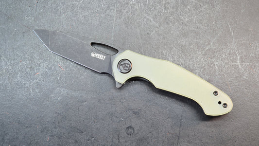 Kubey Dugu Liner Lock Folding Knife Jade G10 Handle 14C28N