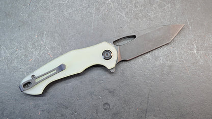 Kubey Dugu Liner Lock Folding Knife Jade G10 Handle 14C28N