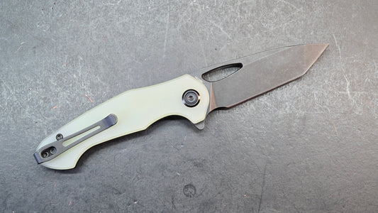 Kubey Dugu Liner Lock Folding Knife Jade G10 Handle 14C28N