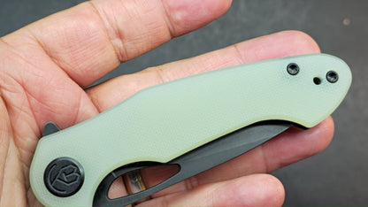 Kubey Dugu Liner Lock Folding Knife Jade G10 Handle 14C28N