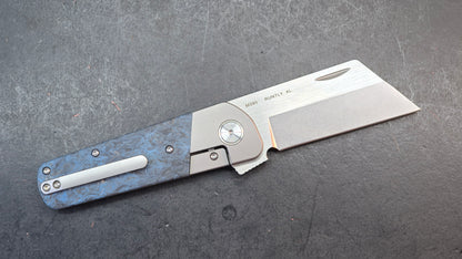 Finch Runtly XL Folding Knife Blue Swirl Carbon Fiber Handle M390