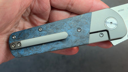 Finch Runtly XL Folding Knife Blue Swirl Carbon Fiber Handle M390