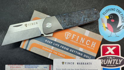 Finch Runtly XL Folding Knife Blue Swirl Carbon Fiber Handle M390