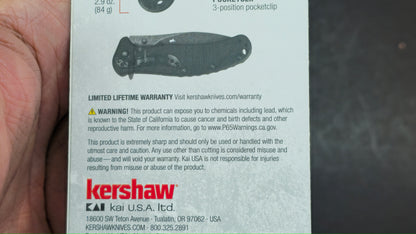 Kershaw Zing Assisted Opening Liner Lock Knife Black G-10 8CR13MOV