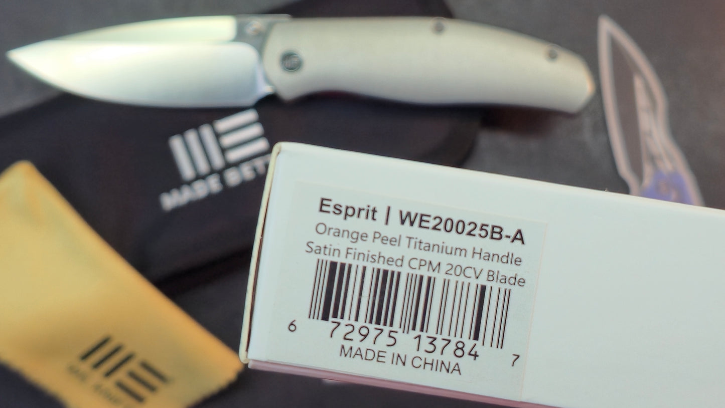 WEKNIFE Esprit Thumb Stud & Front Flipper Knife Titanium Handle (3.25" CPM 20CV Blade)