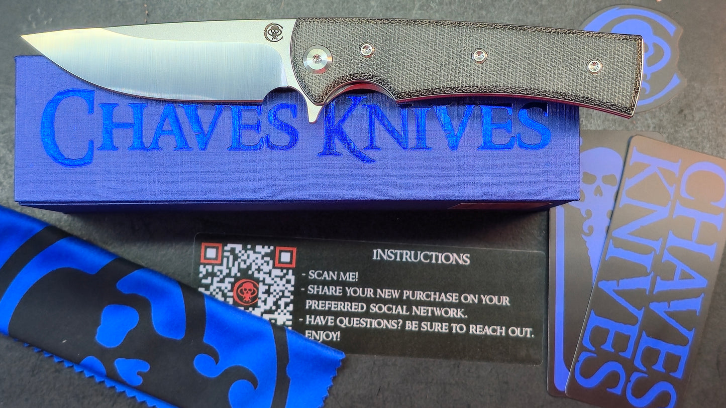 Chaves Blue Label Liberation Street Folding Knife Black Micarta Handle Elmax