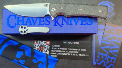 Chaves Blue Label Liberation Street Folding Knife Black Micarta Handle Elmax