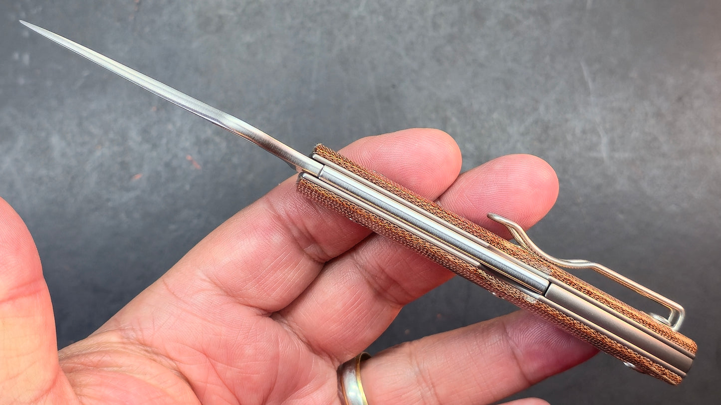 Spyderco Spyopera Folding Knife Brown Canvas Micarta Handle Plain M390