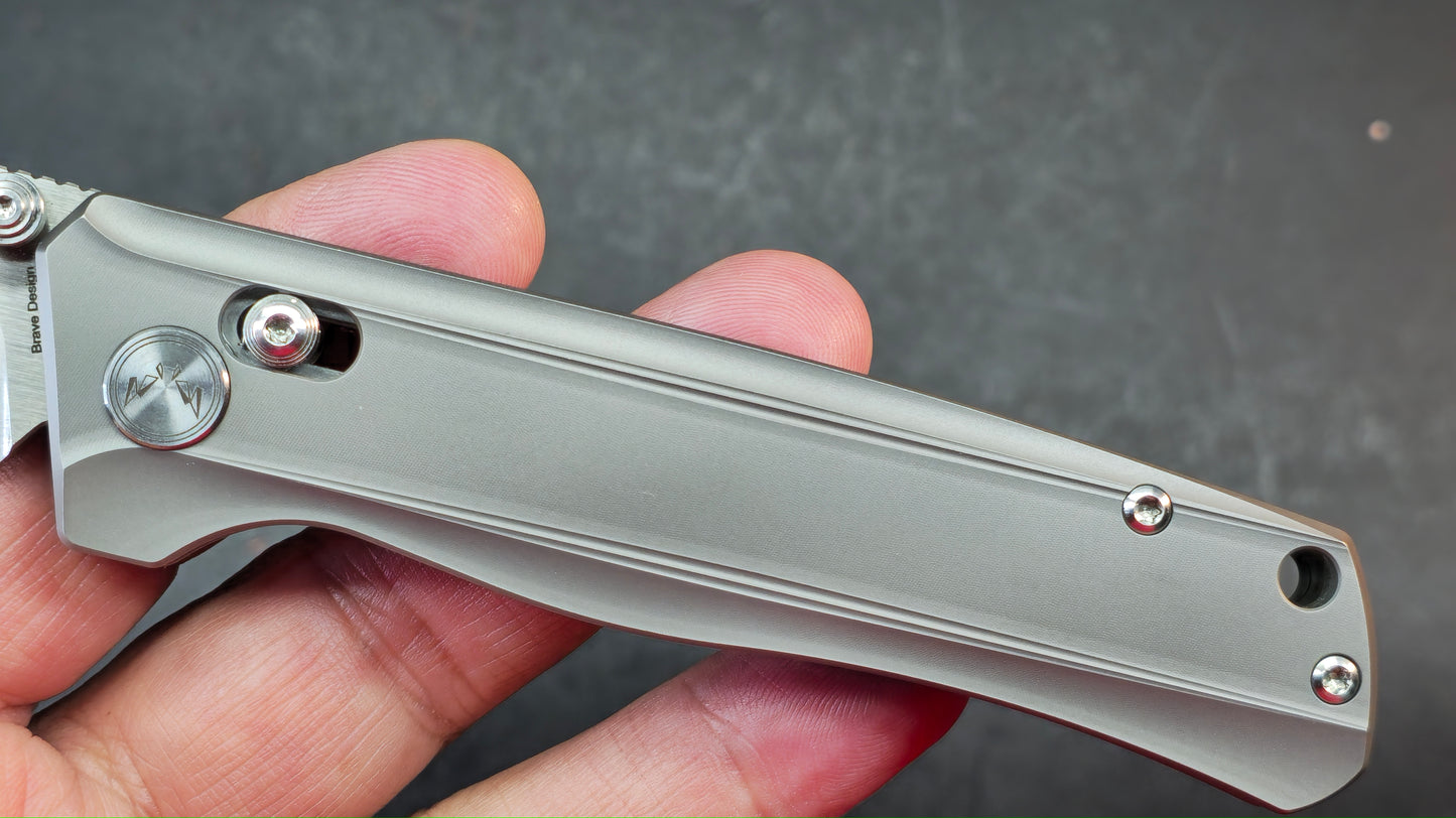 CMB Braveman Folding Knife Sandblast Titanium Handle S35VN