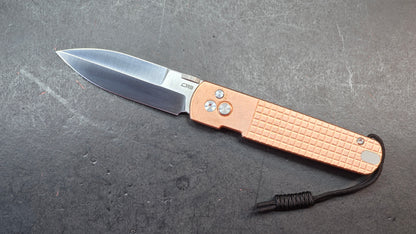 CJRB The Perfect Locust Folding Knife Frag Pattern Copper Handle S90V Spear Point