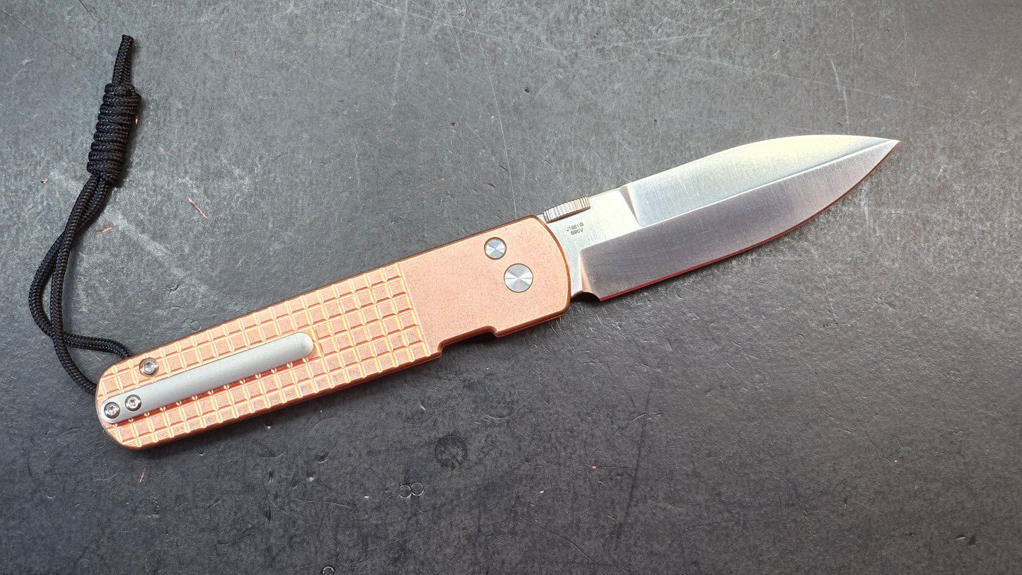 CJRB The Perfect Locust Folding Knife Frag Pattern Copper Handle S90V Spear Point