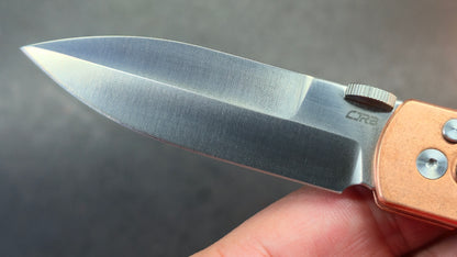 CJRB The Perfect Locust Folding Knife Frag Pattern Copper Handle S90V Spear Point