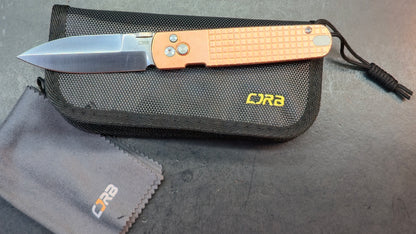 CJRB The Perfect Locust Folding Knife Frag Pattern Copper Handle S90V Spear Point
