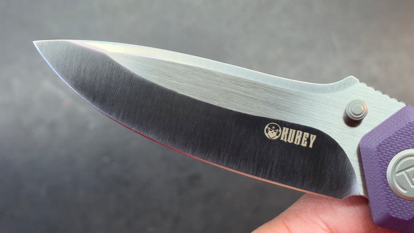 Kubey Ruckus KB314T Purple G10 Handle 2.8" Bead Blasted CPM 20CV