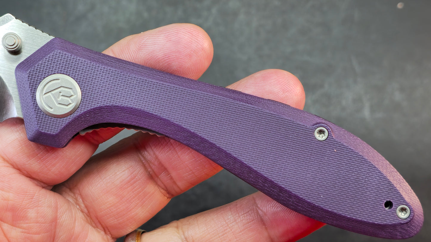 Kubey Ruckus KB314T Purple G10 Handle 2.8" Bead Blasted CPM 20CV