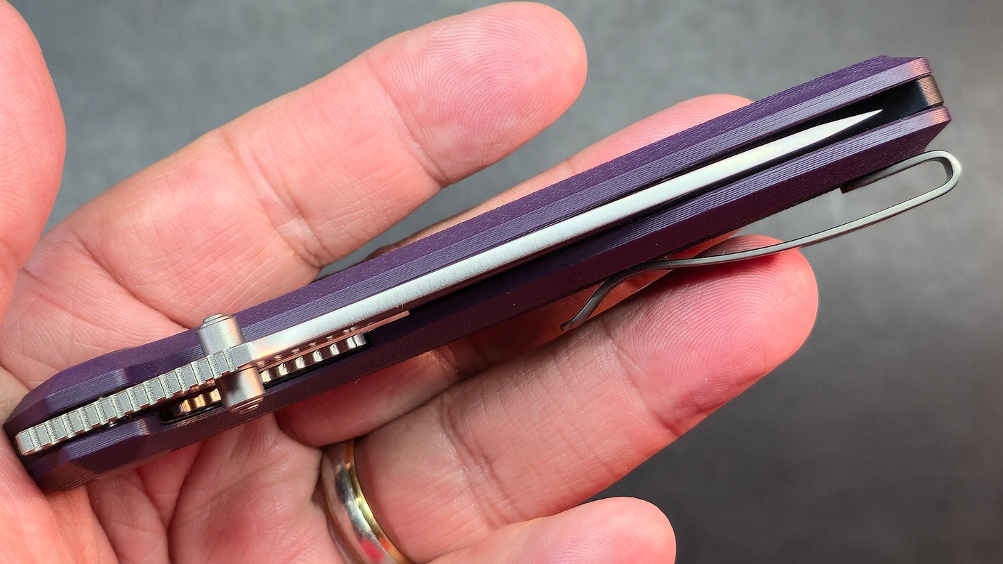 Kubey Ruckus KB314T Purple G10 Handle 2.8" Bead Blasted CPM 20CV