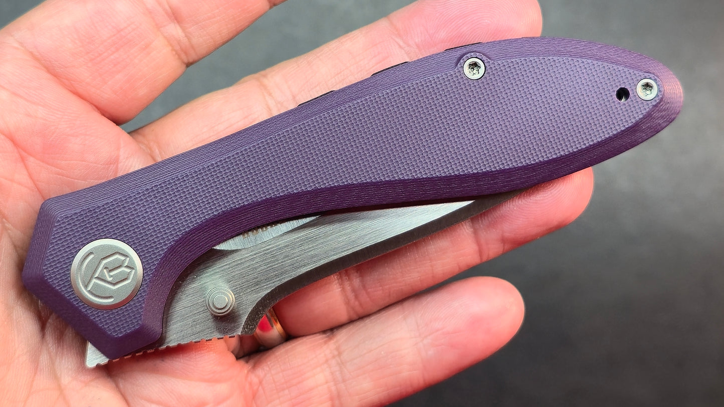 Kubey Ruckus KB314T Purple G10 Handle 2.8" Bead Blasted CPM 20CV