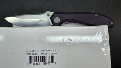 Kubey Ruckus KB314T Purple G10 Handle 2.8" Bead Blasted CPM 20CV