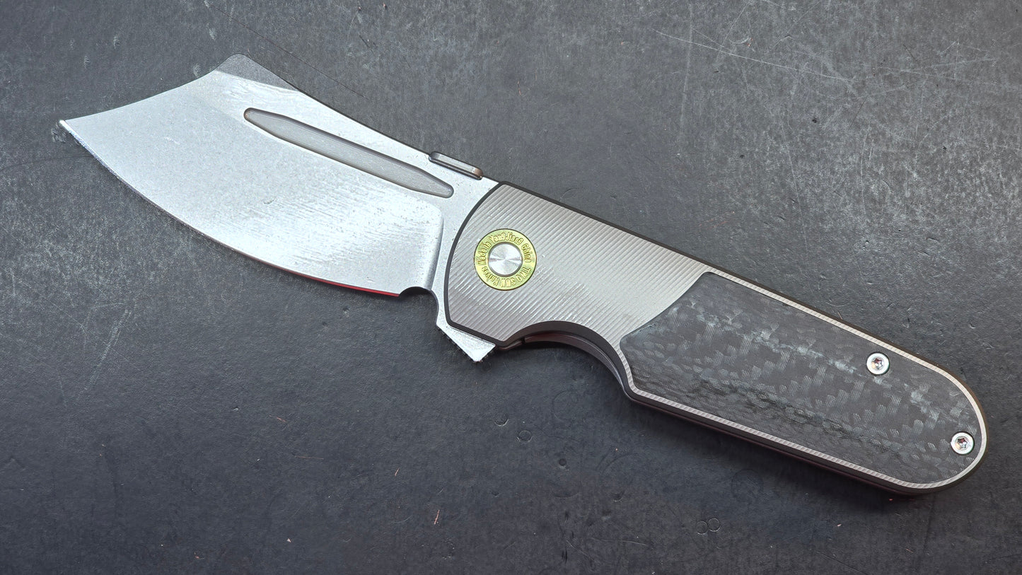 TwoSun TS584 Titanium/Carbon Fiber Handle 14C28N Plain Edge