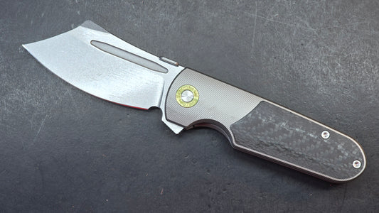 TwoSun TS584 Titanium/Carbon Fiber Handle 14C28N Plain Edge