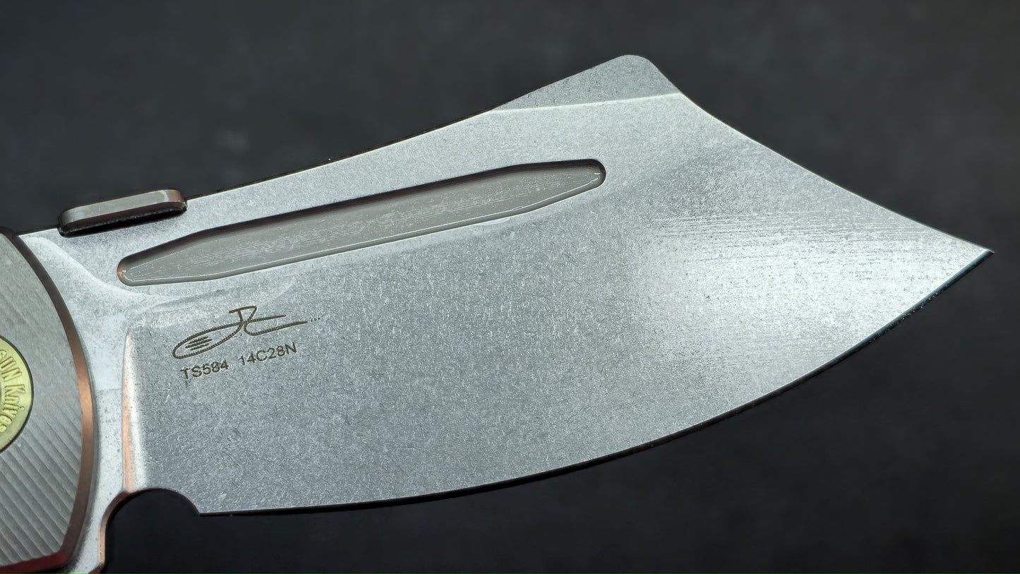 TwoSun TS584 Titanium/Carbon Fiber Handle 14C28N Plain Edge