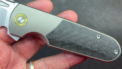 TwoSun TS584 Titanium/Carbon Fiber Handle 14C28N Plain Edge
