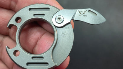 TwoSun TS487 Stonewash/Black Titanium Mini Tool/Bottle Opener M390 (DISCOUNT IN CART)