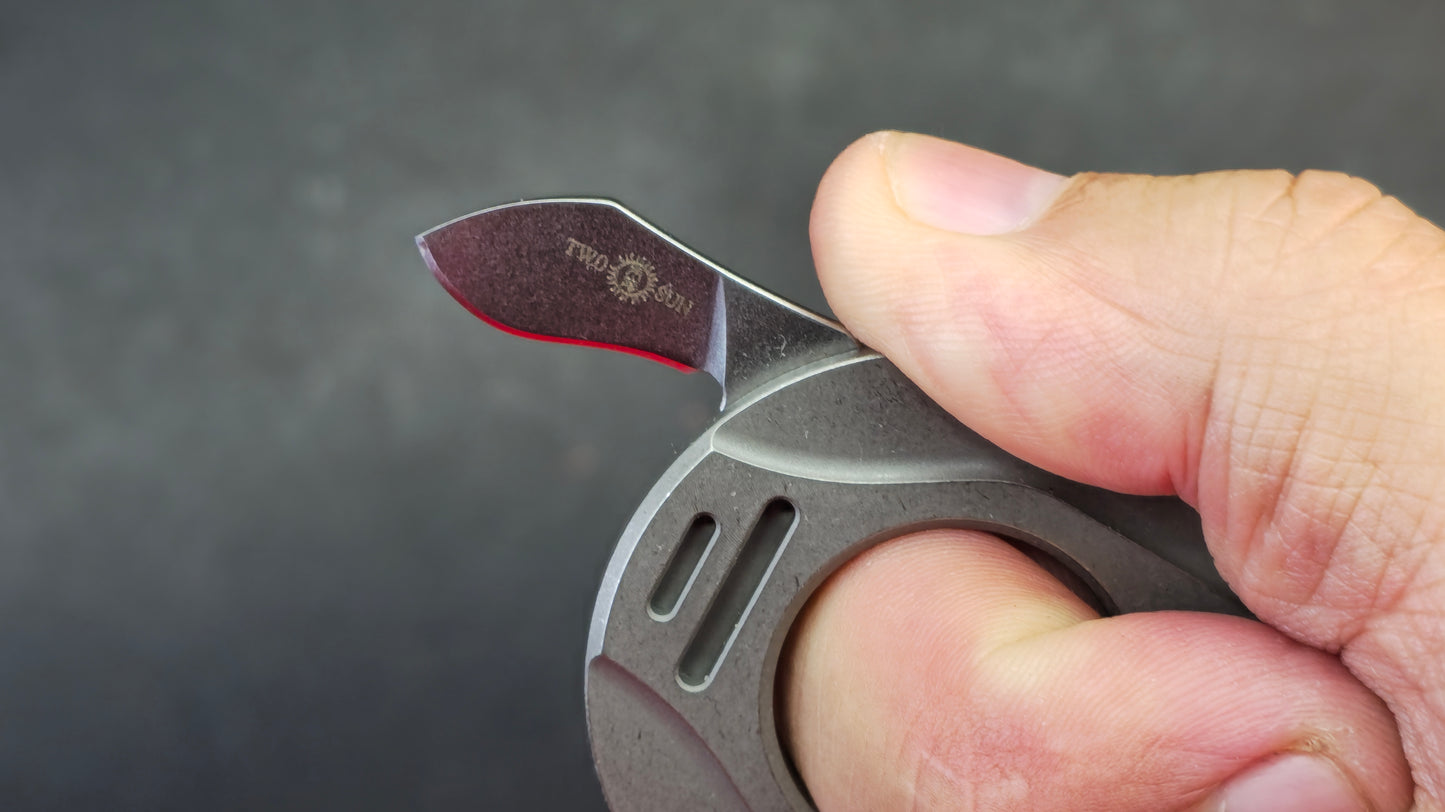 TwoSun TS487 Stonewash/Black Titanium Multifunctional Mini Tool/Bottle Opener M390