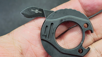 TwoSun TS487 Stonewash/Black Titanium Mini Tool/Bottle Opener M390 (DISCOUNT IN CART)