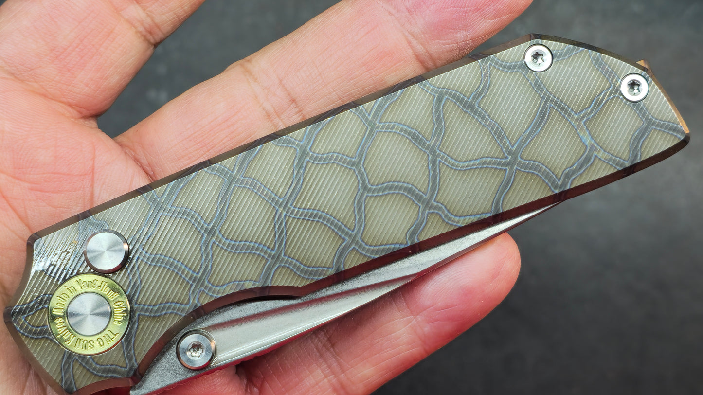 TwoSun TS588 Button Lock Fire/Gray Titanium Handle K110