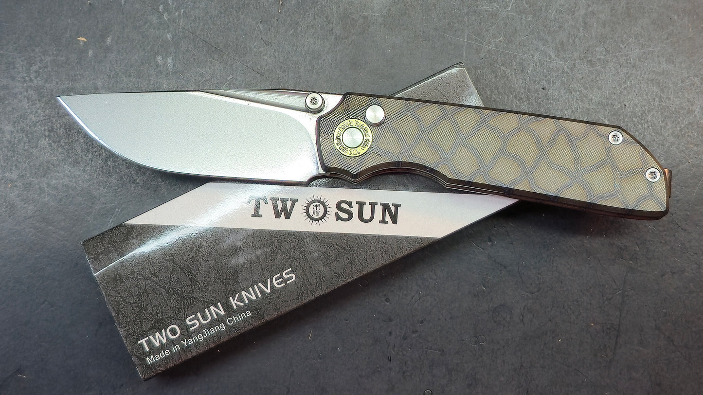 TwoSun TS588 Button Lock Fire/Gray Titanium Handle K110