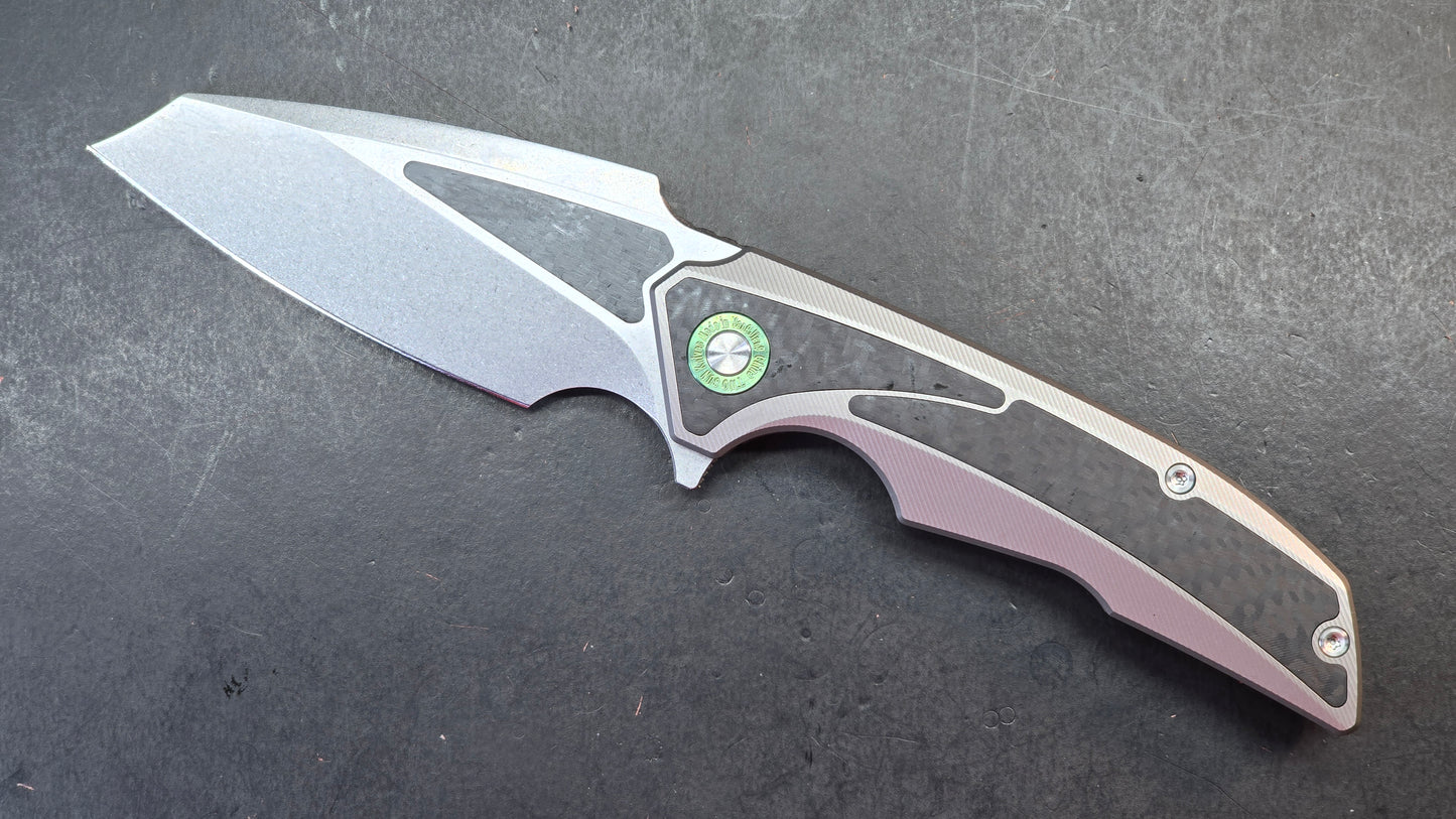 TwoSun TS591 Titanium/Carbon Fiber Handle 14C28N Plain Edge