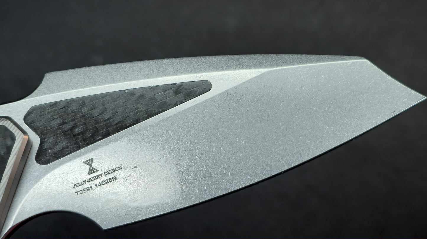 TwoSun TS591 Titanium/Carbon Fiber Handle 14C28N Plain Edge