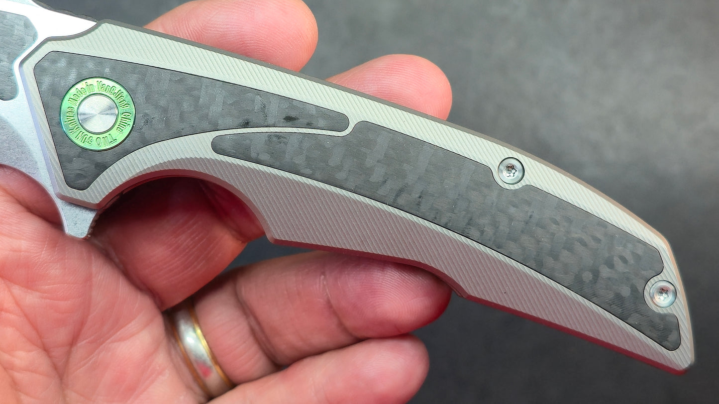TwoSun TS591 Titanium/Carbon Fiber Handle 14C28N Plain Edge
