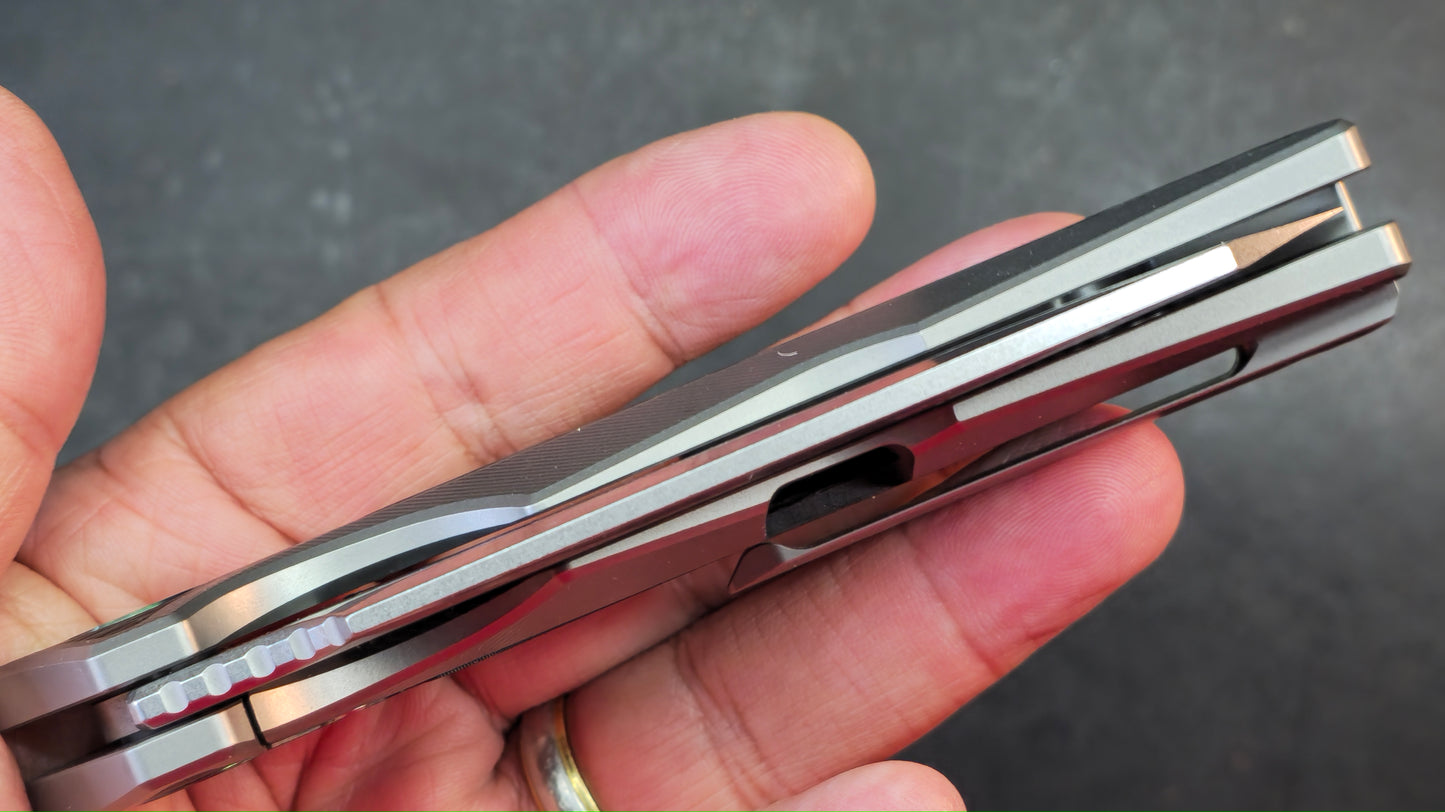 TwoSun TS591 Titanium/Carbon Fiber Handle 14C28N Plain Edge