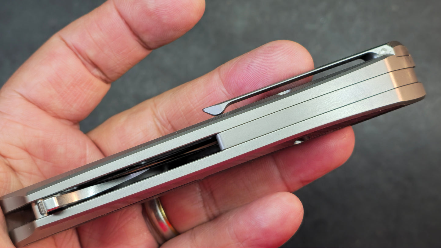 TwoSun TS591 Titanium/Carbon Fiber Handle 14C28N Plain Edge