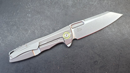 TwoSun TS39 Blue / Gray Titanium Handle M390 Plain Edge (NEW)