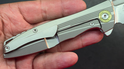 TwoSun TS39 Blue / Gray Titanium Handle M390 Plain Edge (NEW)