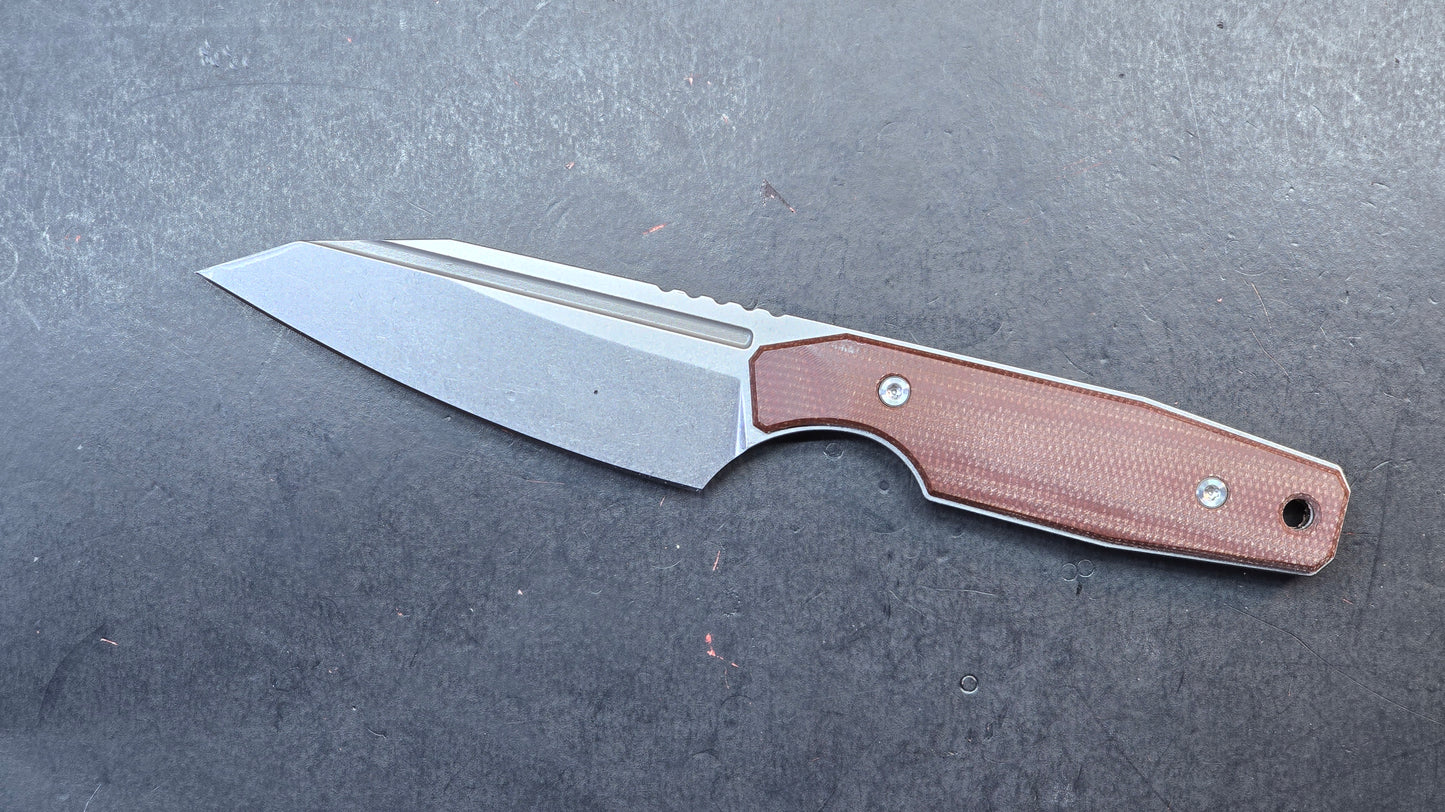 TwoSun TS616 Fixed Blade Knife Brown Micarta Handle D2