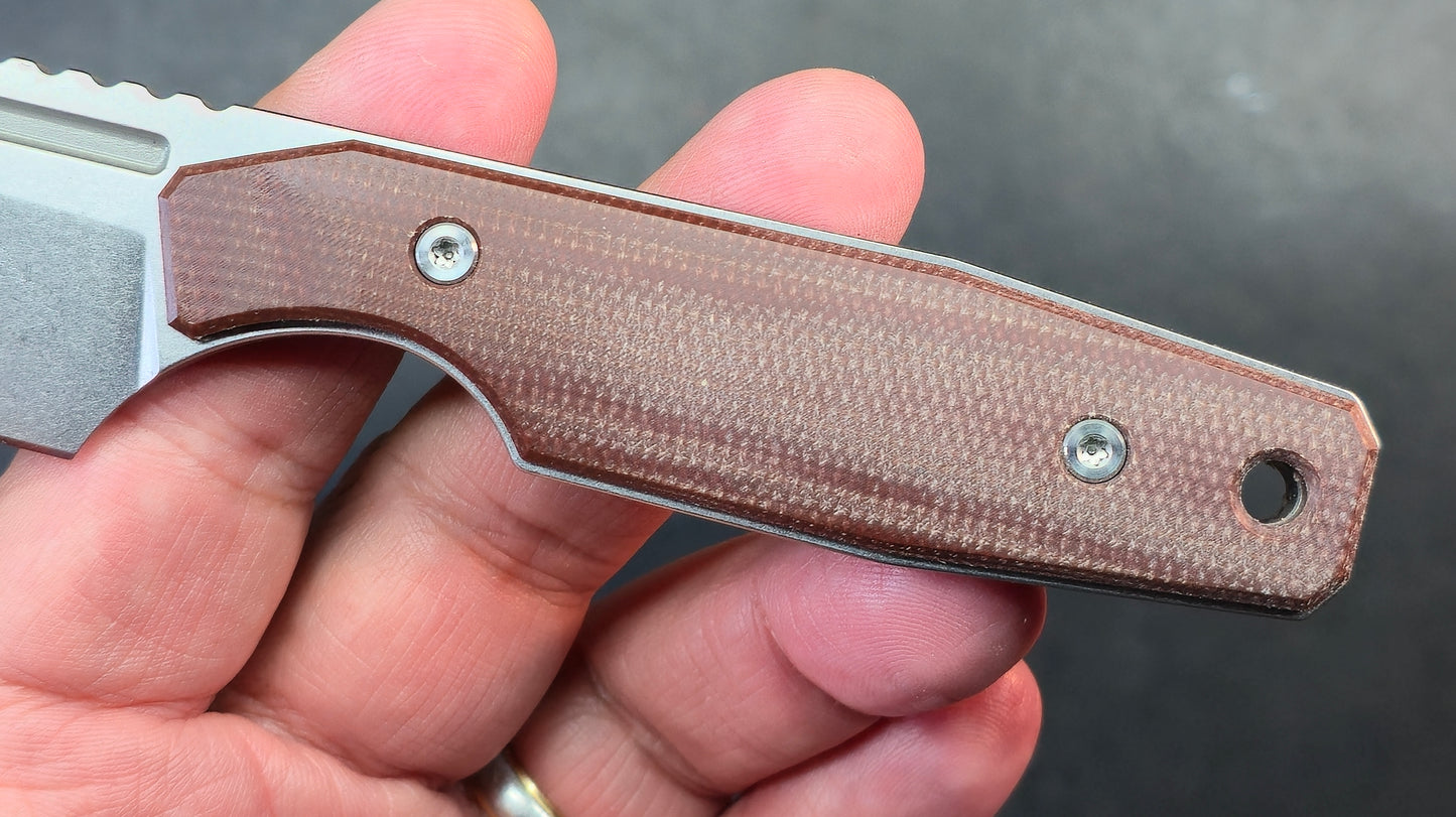 TwoSun TS616 Fixed Blade Knife Brown Micarta Handle D2