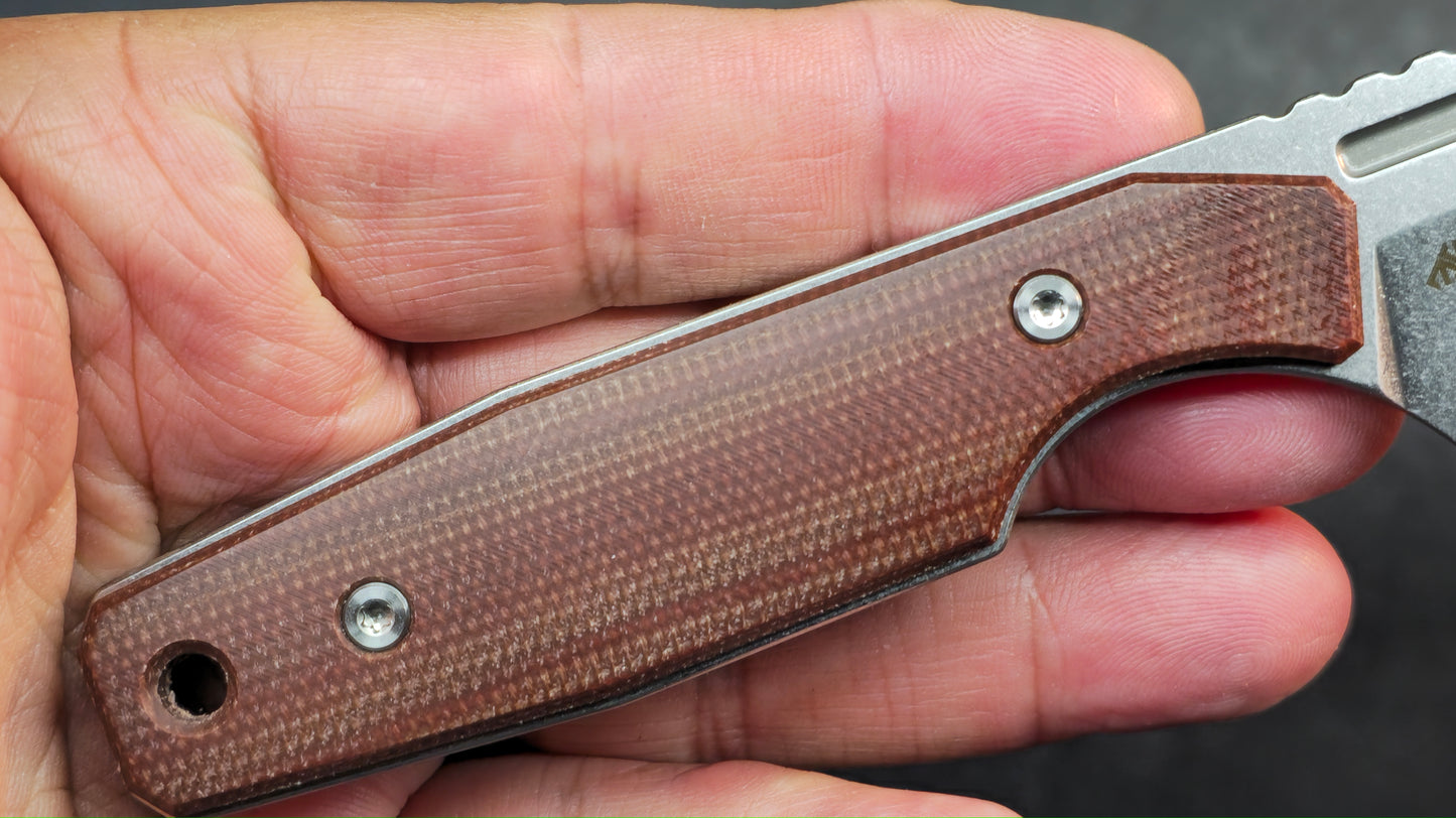 TwoSun TS616 Fixed Blade Knife Brown Micarta Handle D2